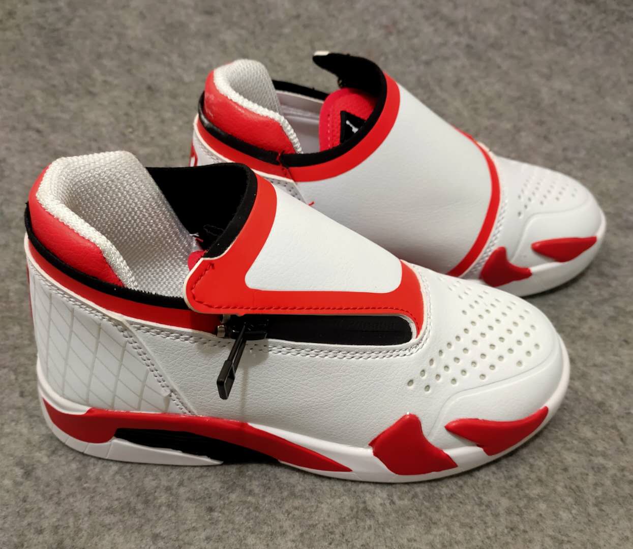 Kids Air Jordan 14 White Red Black Shoes